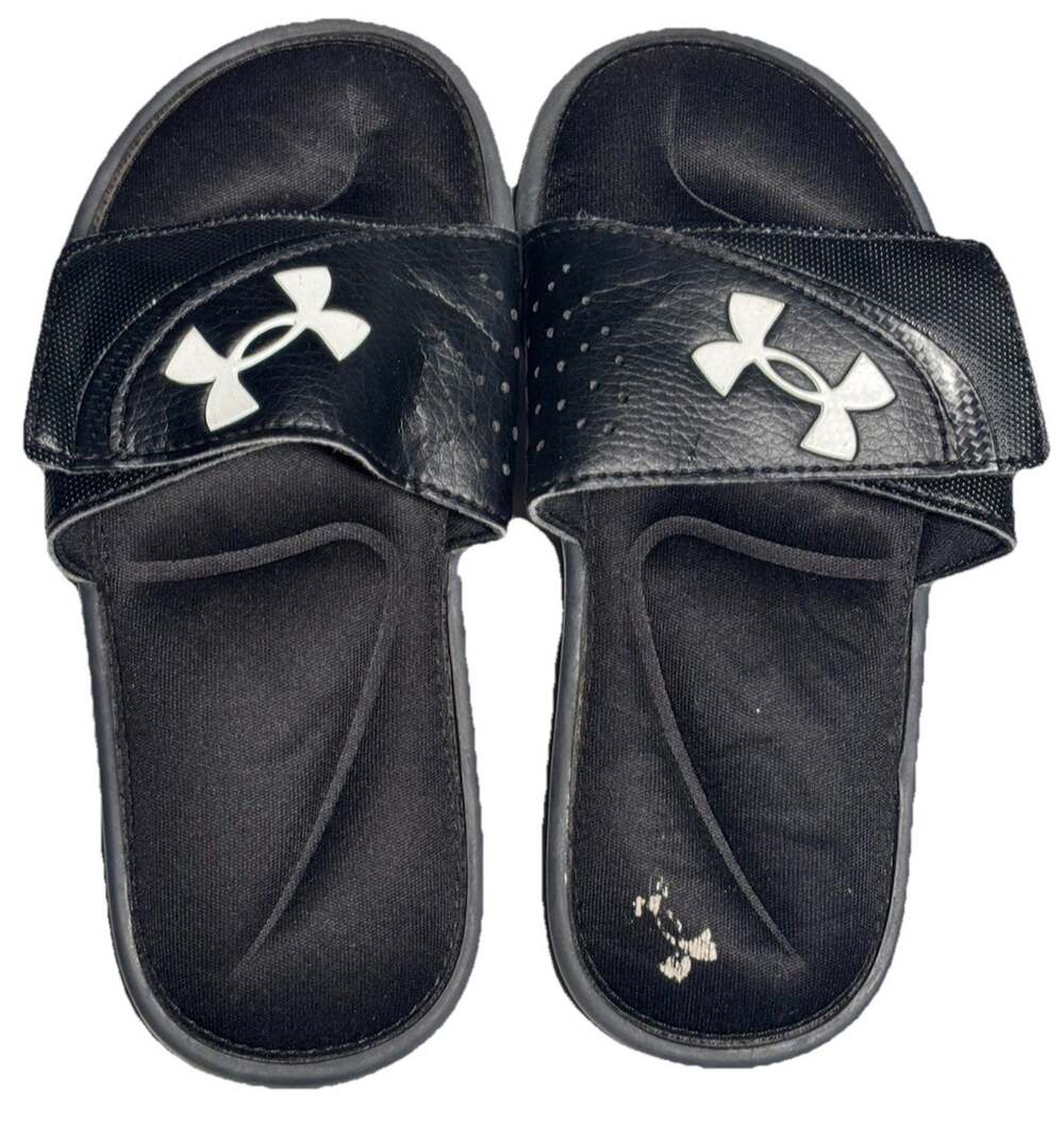 Under Armour Boy’s Size 1-Youth Ignite VI Foam Slides Black Sandals 3022711-003